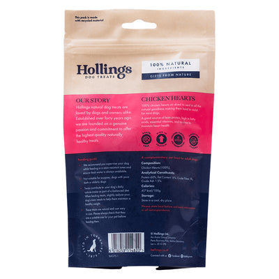 Hollings 100% Natural Chicken Hearts 60g x 12 Back
