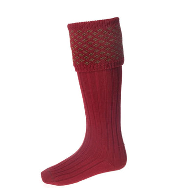 House of Cheviot Boughton Shooting Socks in Brick Red