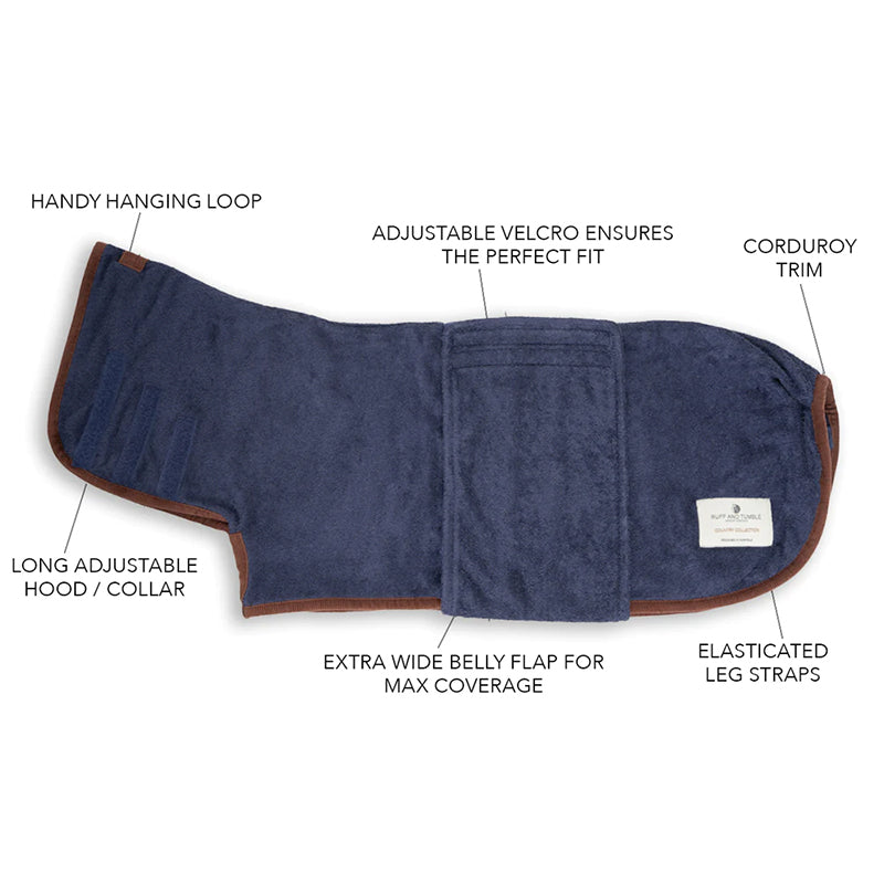Ruff and Tumble New Country Dog Drying Coat in French Navy