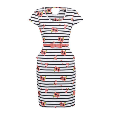 Bea Dress in French Stripe Blossom - Cheshire Game Jack Murphy