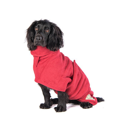 Classic Dog Drying Coat in Brick Red - Cheshire Game Ruff and Tumble