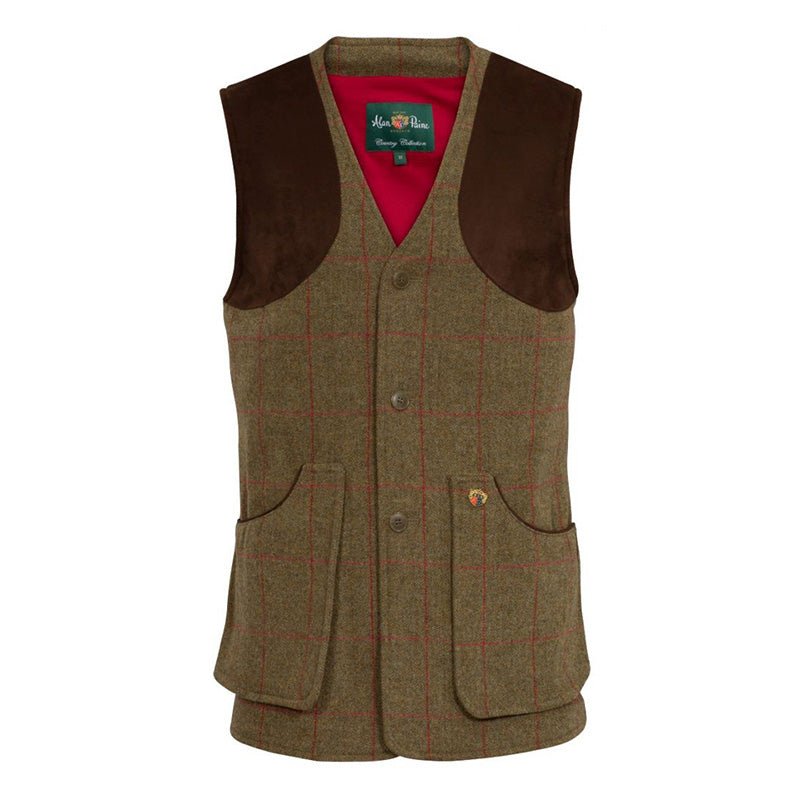Combrook Men's Tweed Shooting Waistcoat (Shooting Fit) in Sage - Cheshire Game Alan Paine