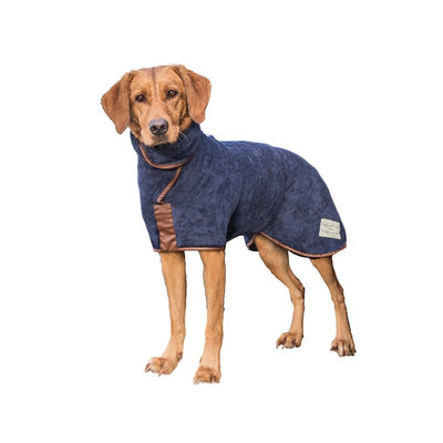 Country Dog Drying Coat in French Navy - Cheshire Game Ruff and Tumble
