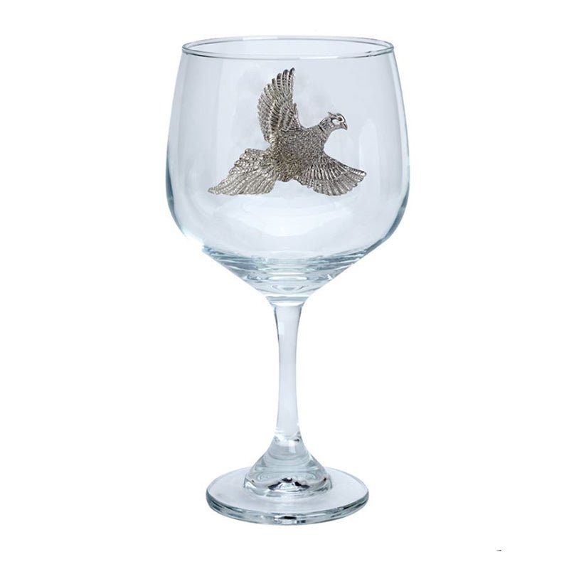 Gin Glass with Pewter Pheasant Motif - Cheshire Game Bisley