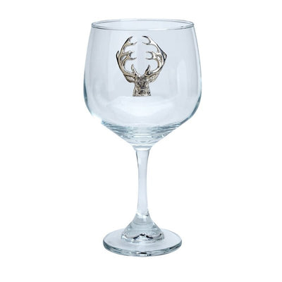 Gin Glass with Pewter Stag Motif - Cheshire Game Bisley