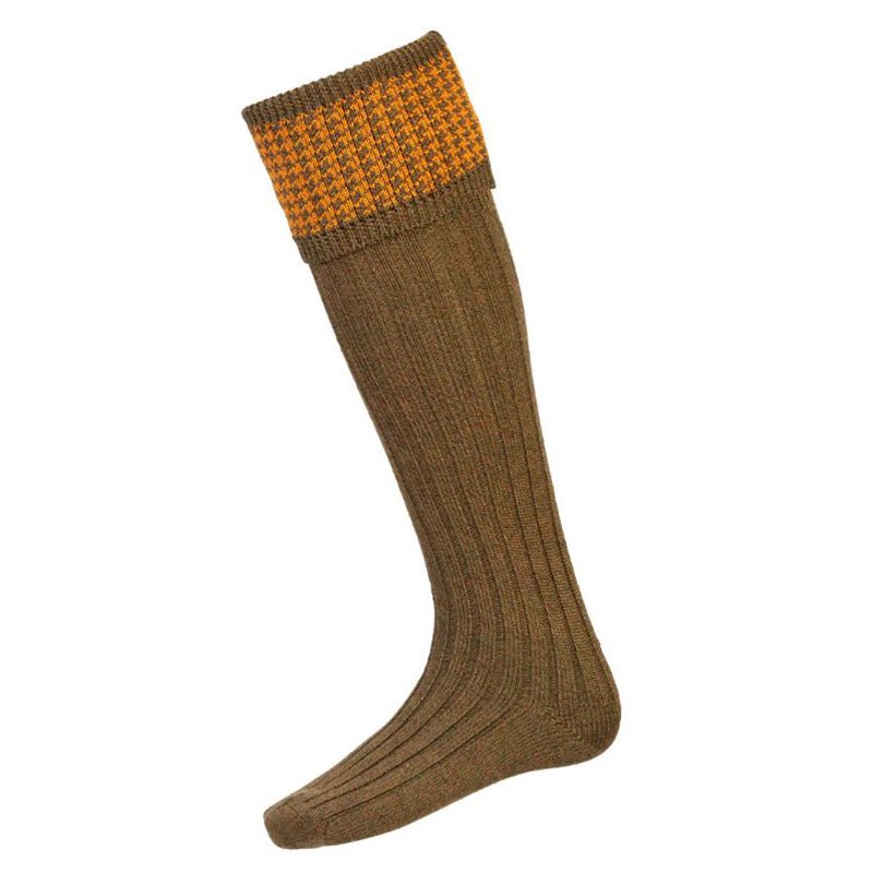 Houndstooth Shooting Socks in Bracken - Cheshire Game House Of Cheviot
