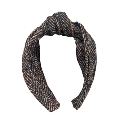 Knotted Headband in Chocolate Tweed - Cheshire Game Foxy Pheasant