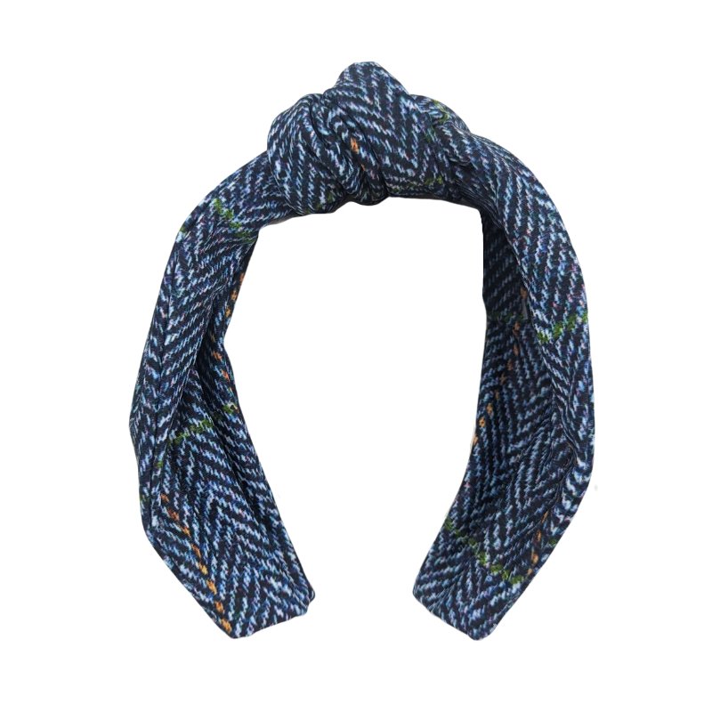 Knotted Headband in Peacock Blue Tweed - Cheshire Game Foxy Pheasant