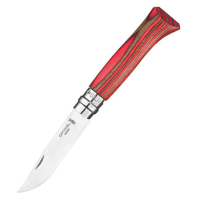No.8 Laminated Birch Knife Red - Cheshire Game Opinel