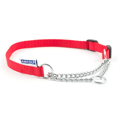 Nylon Check Chain Collar Red 50-70cm Size 5-9 - Cheshire Game Ancol