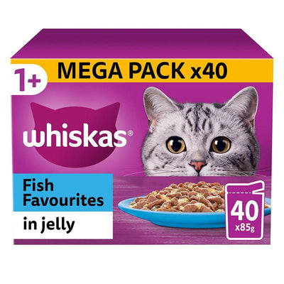 Pouch 1+ Fish Favourites in Jelly 85g x 40 MEGA Pack x 1 - Cheshire Game Whiskas