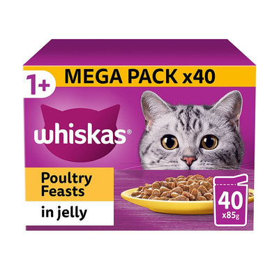 Pouch 1+ Poultry Feasts in Jelly 85g MEGA 40 Pack - Cheshire Game Whiskas