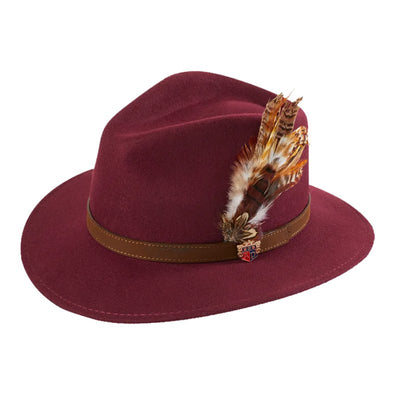 Richmond Ladies Felt Hat With Feather In Wine - Cheshire Game Alan Paine