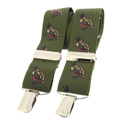 Soprano Country Partridge Green 35mm X Style Back Braces - Cheshire Game Sax Design