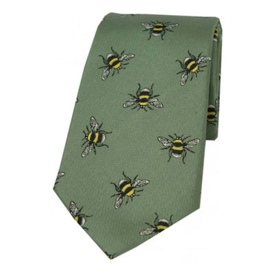 Soprano Green Bumble Bee Luxury Silk Tie - Cheshire Game Sax Design