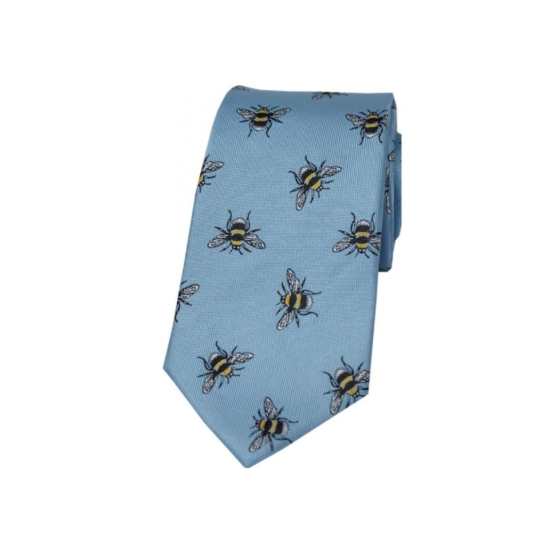 Soprano Pastel Blue Bumble Bee Luxury Silk Tie - Cheshire Game Sax Design