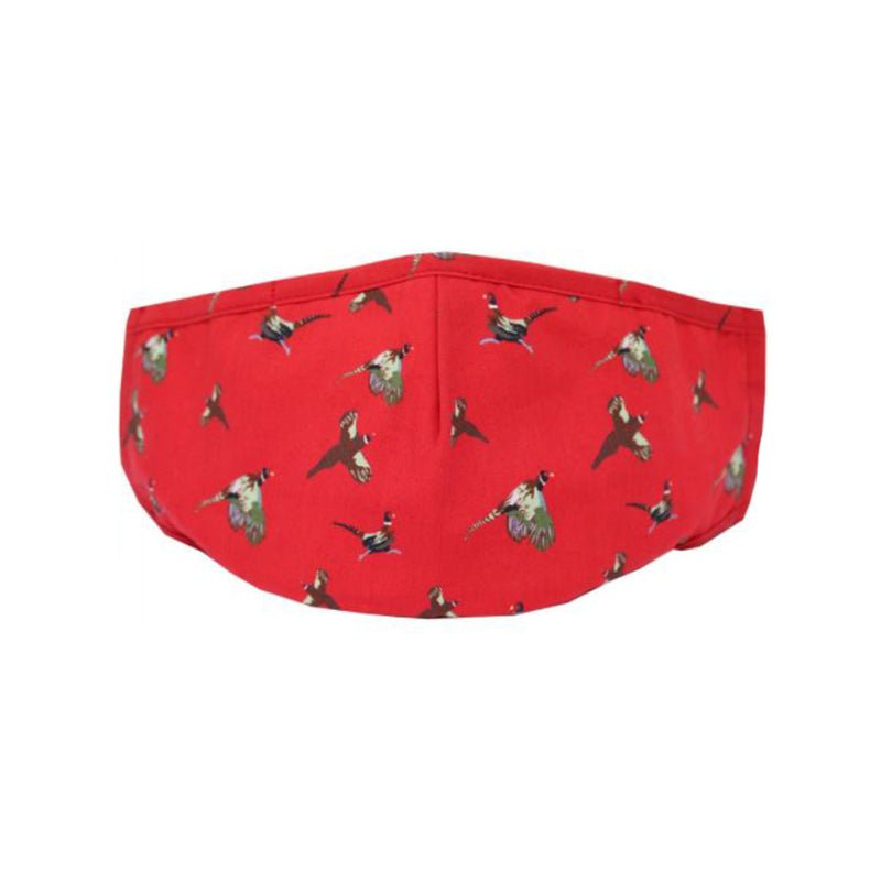Soprano Red Flying Pheasants 100% Cotton Washable And Reusable Face Mask - Cheshire Game Sax Design