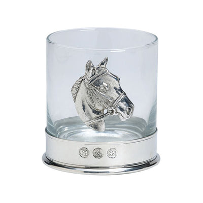 Whisky Glass with Pewter Horse Motif in Presentation Box - Cheshire Game Bisley